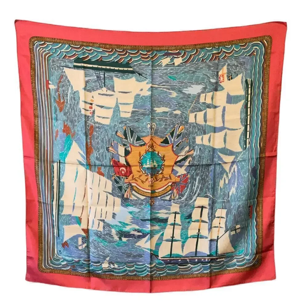Hermes Scarf  Henry F. Smith Sailor 90cm 100% Silk Square Scarf - Picture 14 of 15